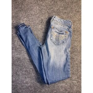 Decree Jeans Women's 5 Blue Denim Distressed Casual Low Rise Comfort Skinny‎ Leg
